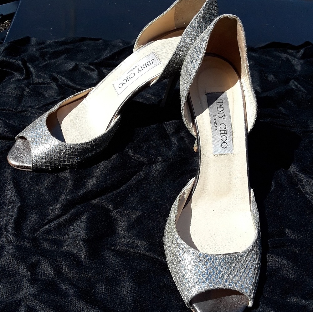 Jimmy Choo Glitter Peep Toe heels